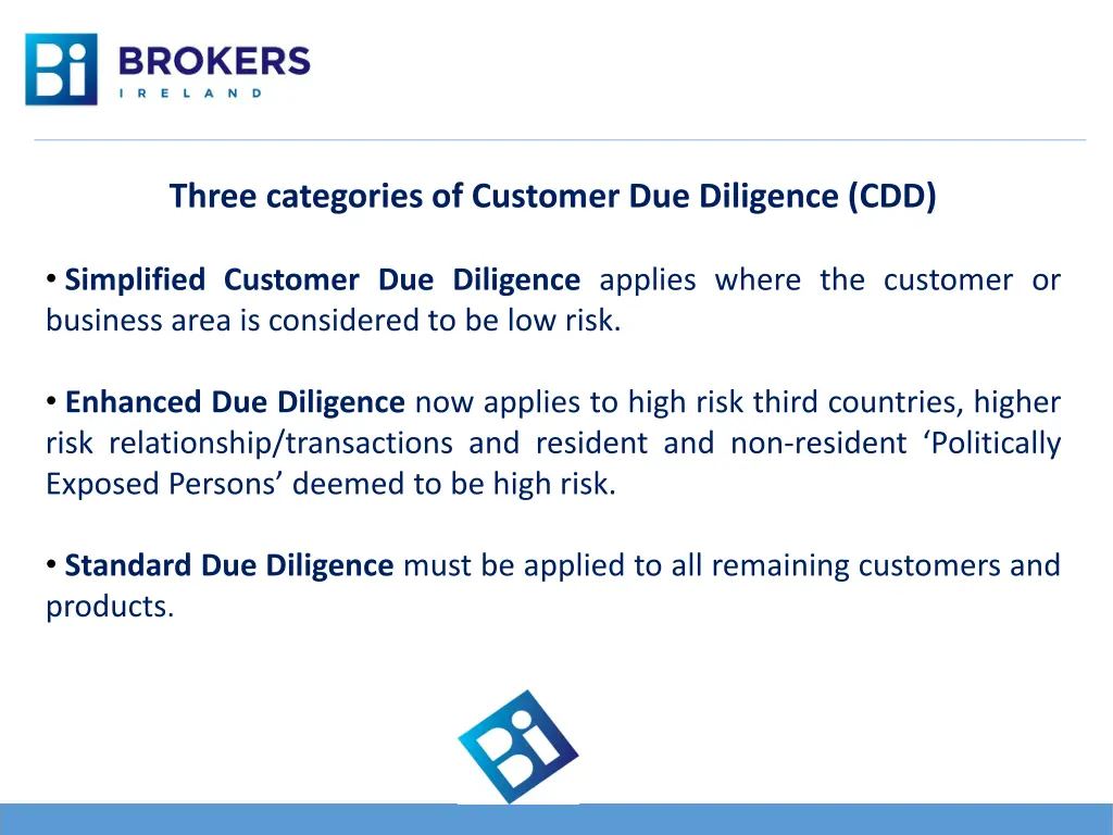 three categories of customer due diligence cdd