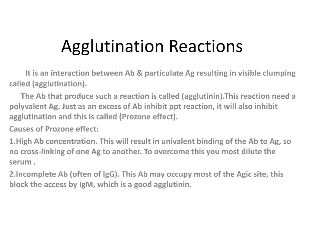 agglutination reactions