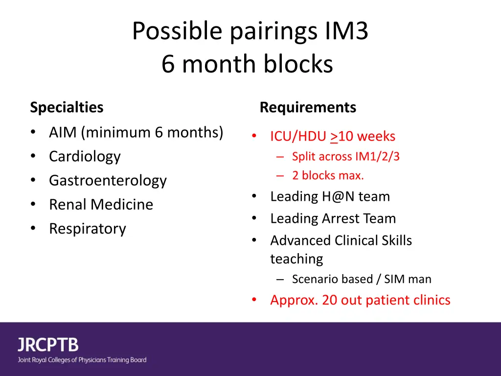 possible pairings im3 6 month blocks