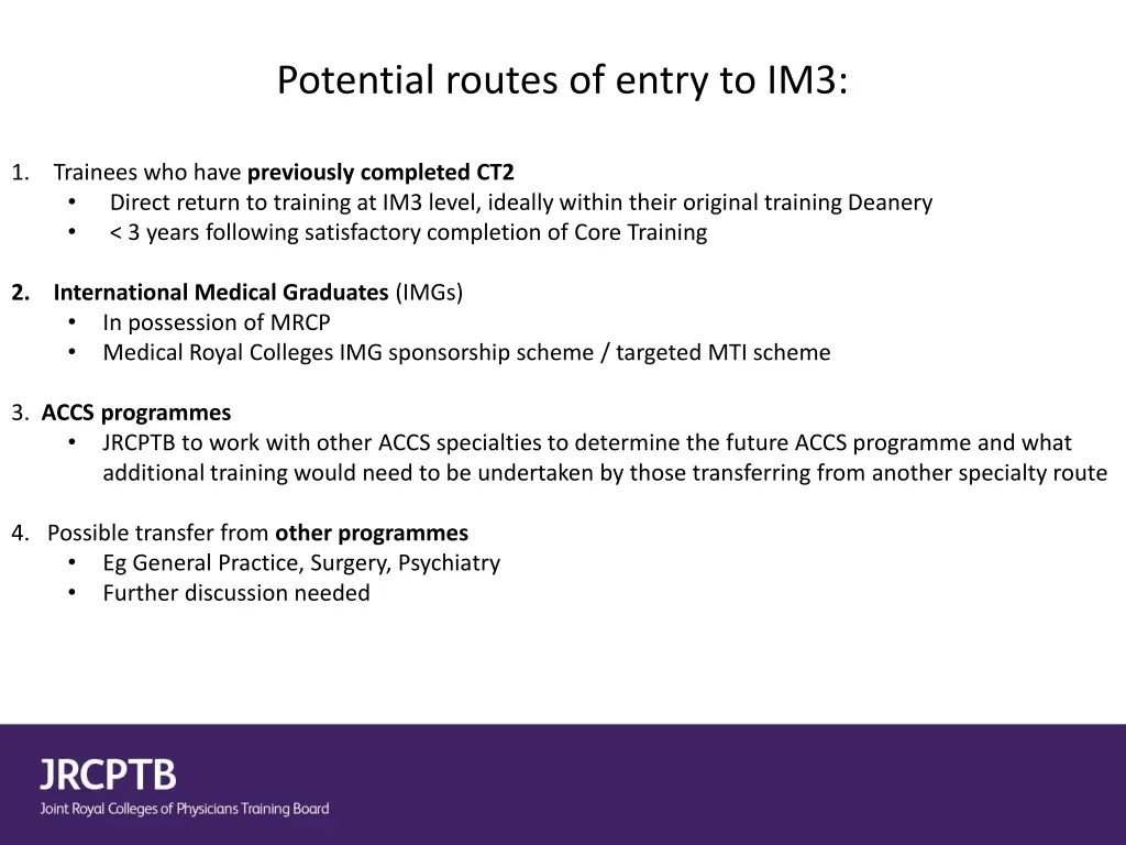 potential routes of entry to im3