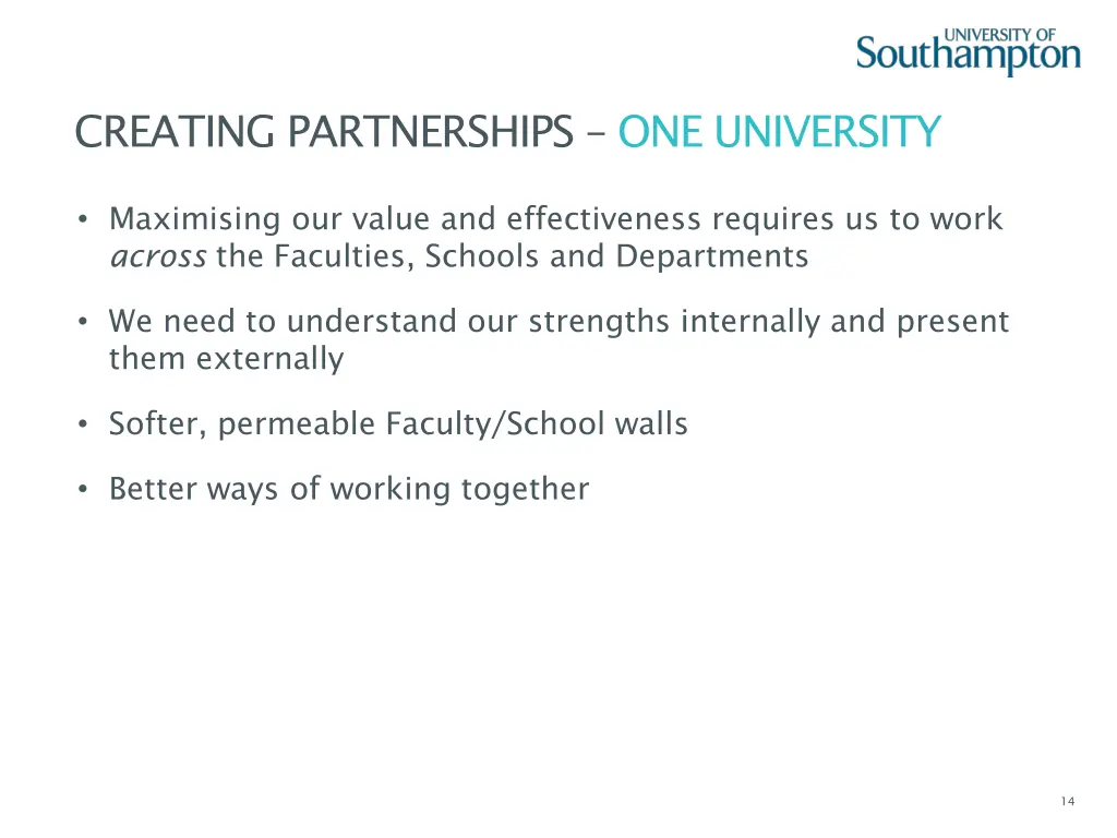 creating partnerships one university