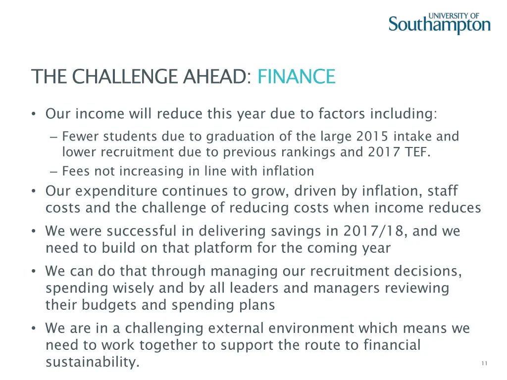 the challenge ahead finance