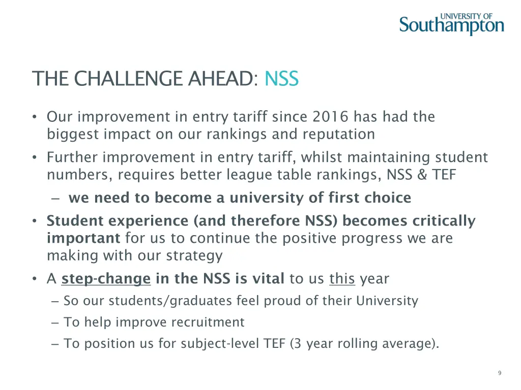 the challenge ahead nss