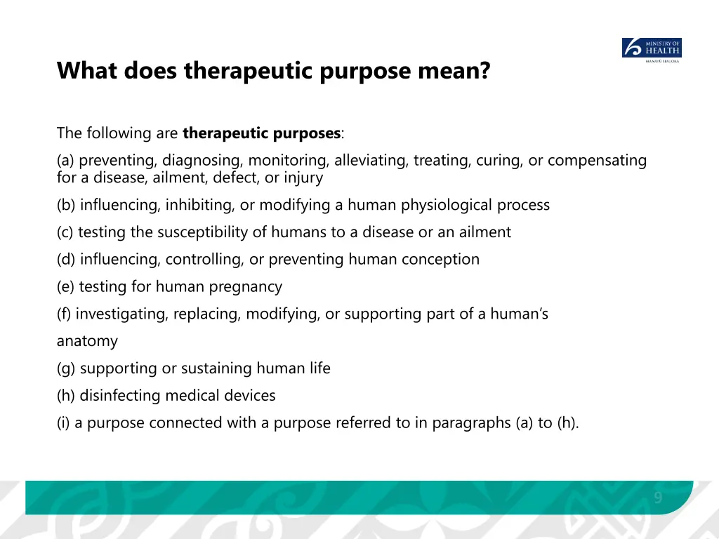 what does therapeutic purpose mean