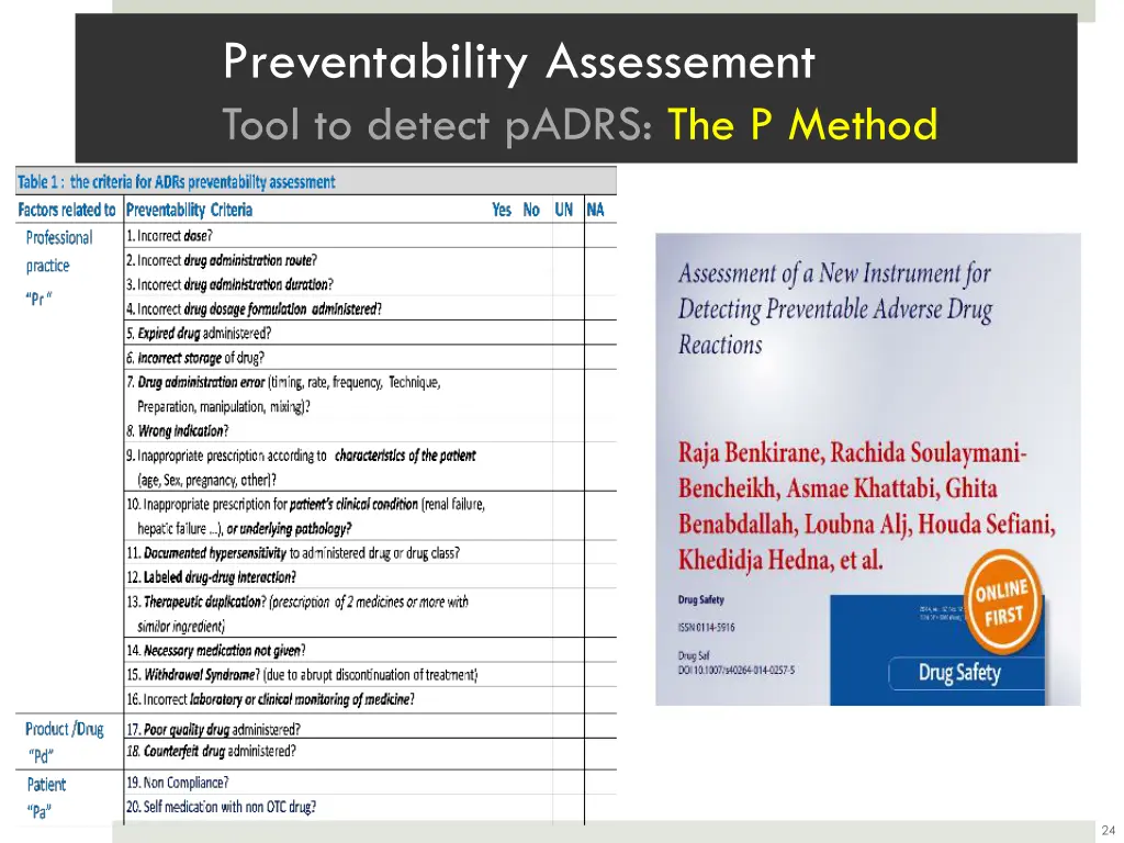 preventability assessement tool to detect padrs