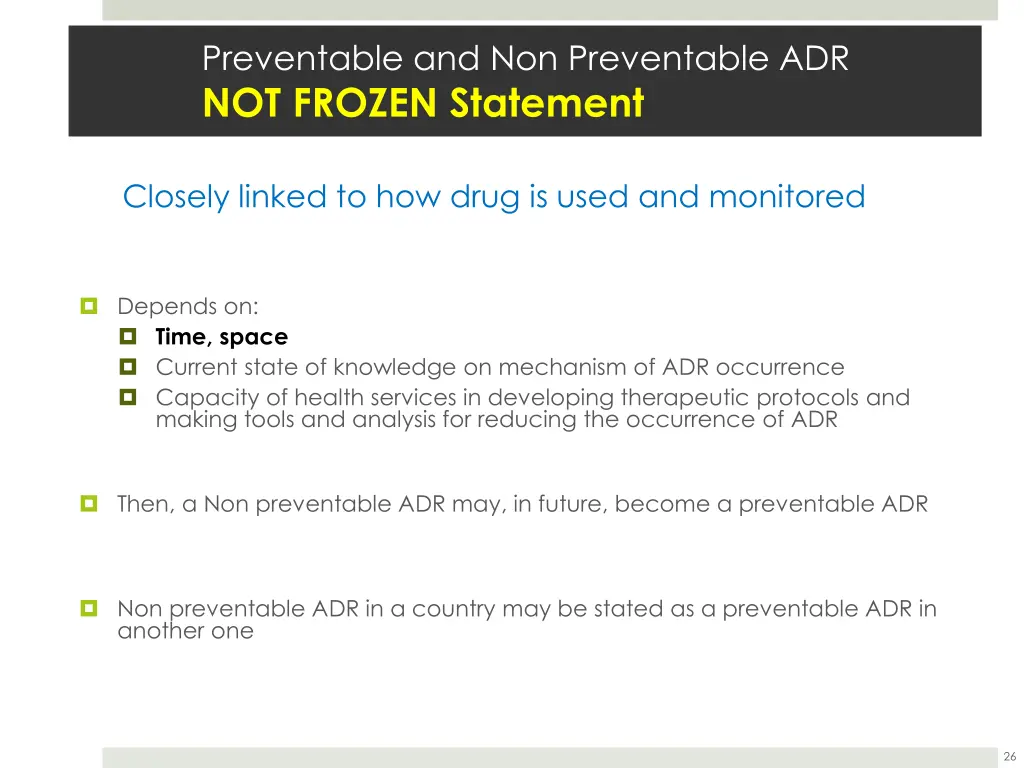 preventable and non preventable adr not frozen