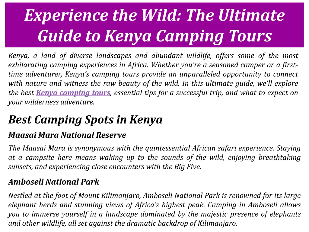 experience the wild the ultimate guide to kenya