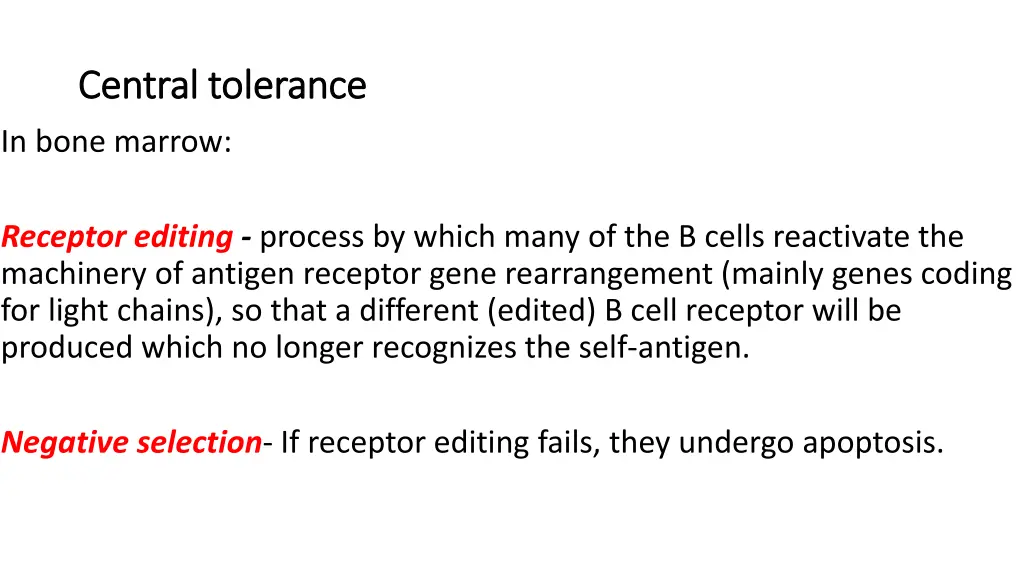 central central tolerance tolerance