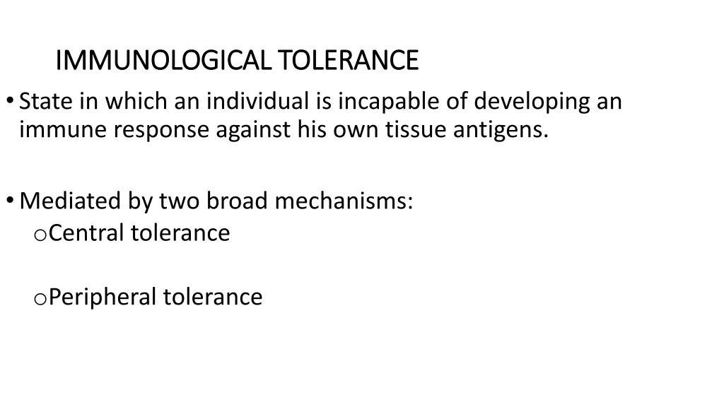 immunological tolerance immunological tolerance