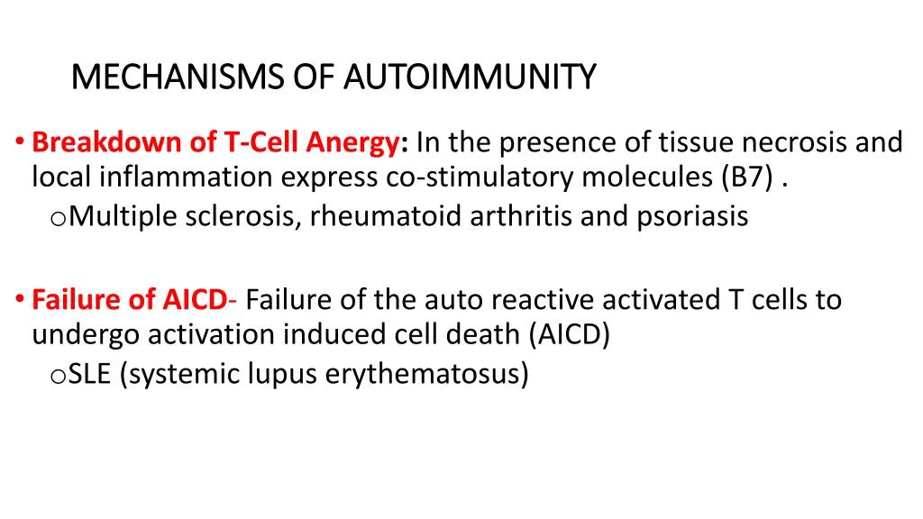 mechanisms of autoimmunity mechanisms