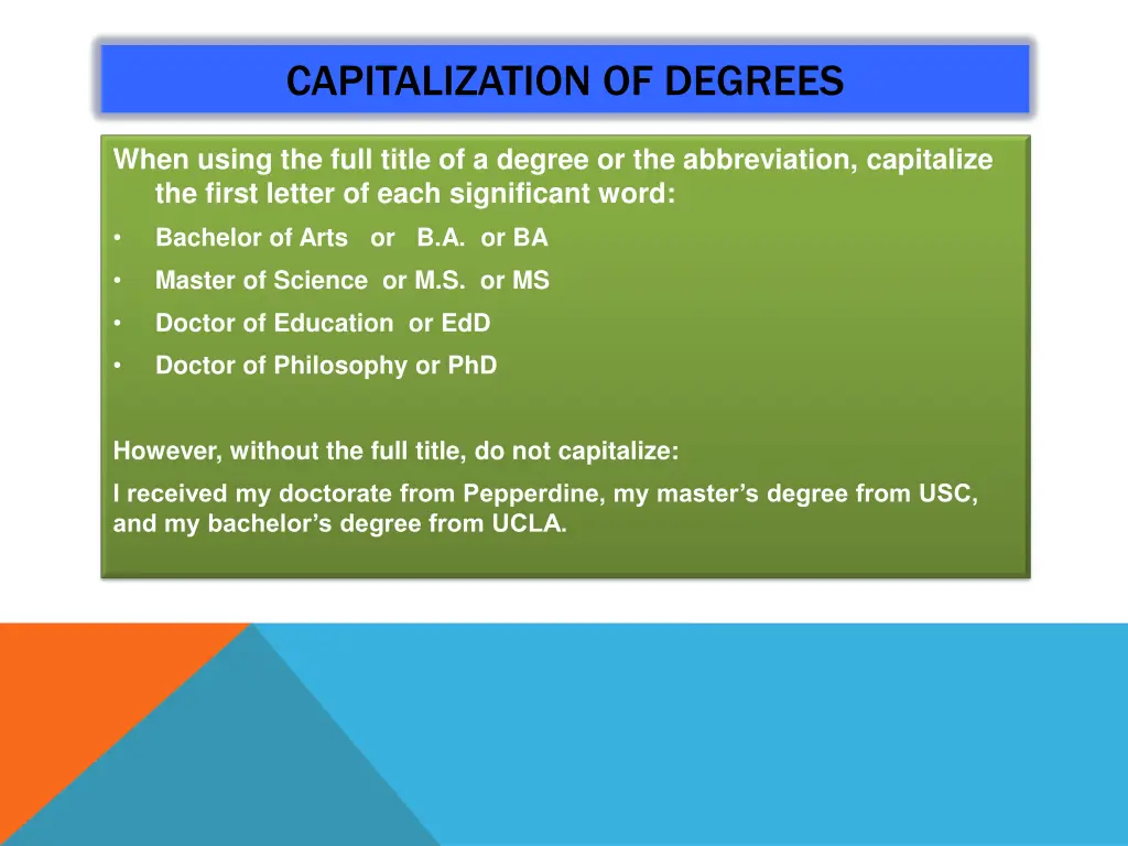 capitalization of degrees