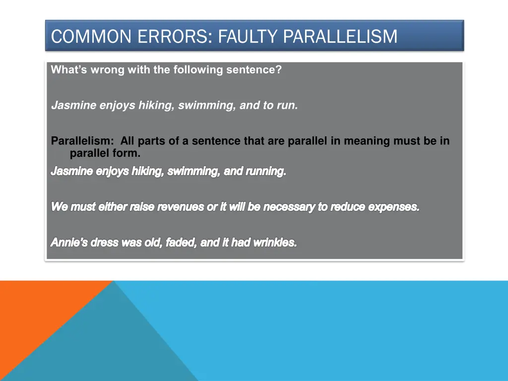 common errors faulty parallelism