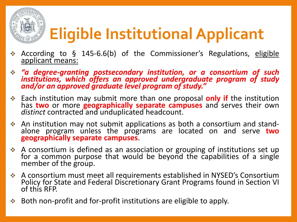 eligible institutional applicant