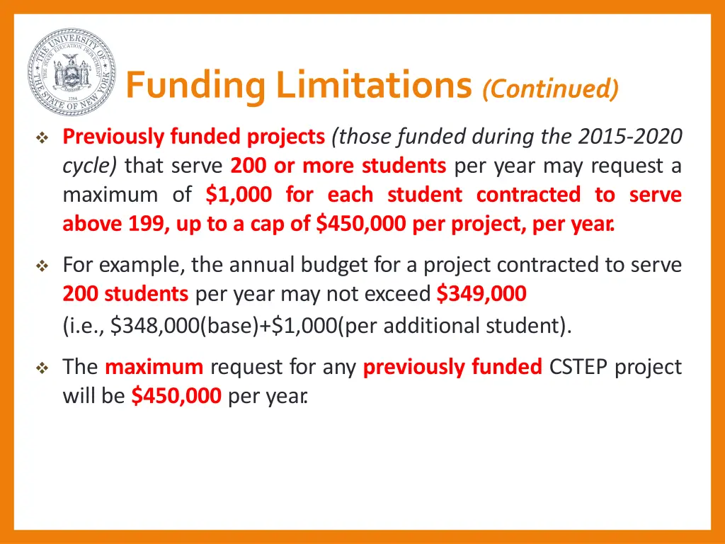 funding limitations continued 2