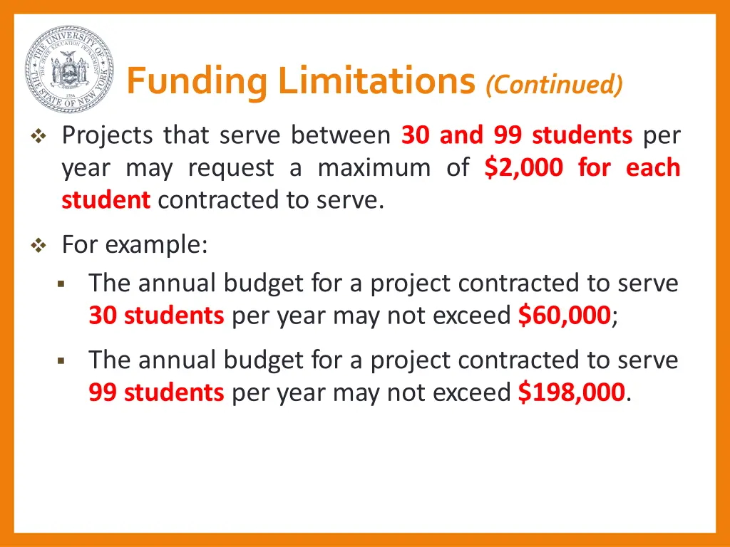 funding limitations continued