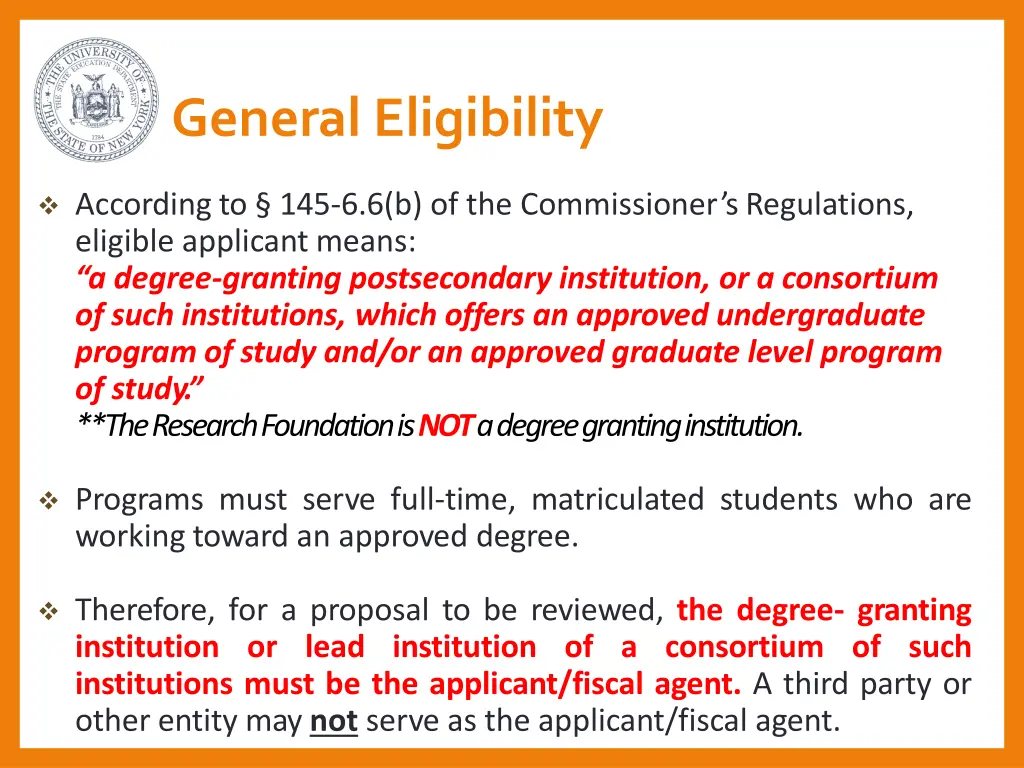 general eligibility