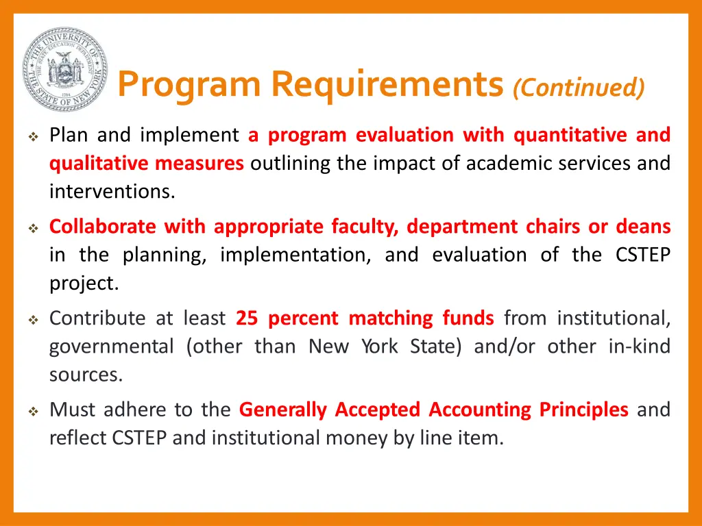 program requirements continued 1