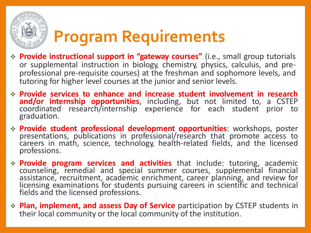 program requirements