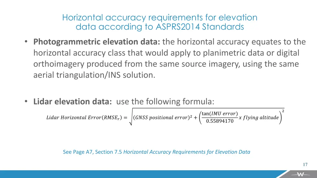 horizontal accuracy requirements for elevation