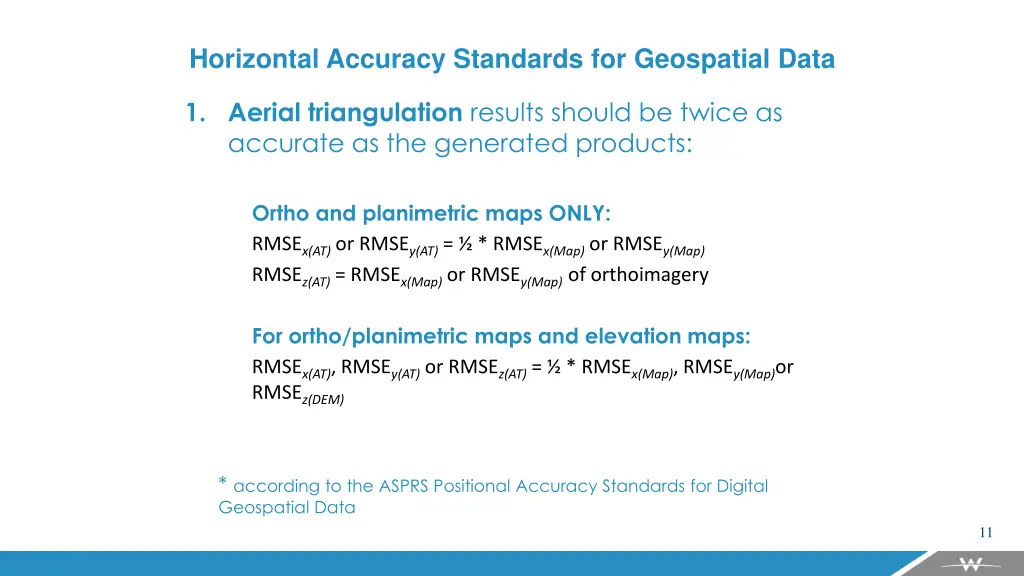 horizontal accuracy standards for geospatial data