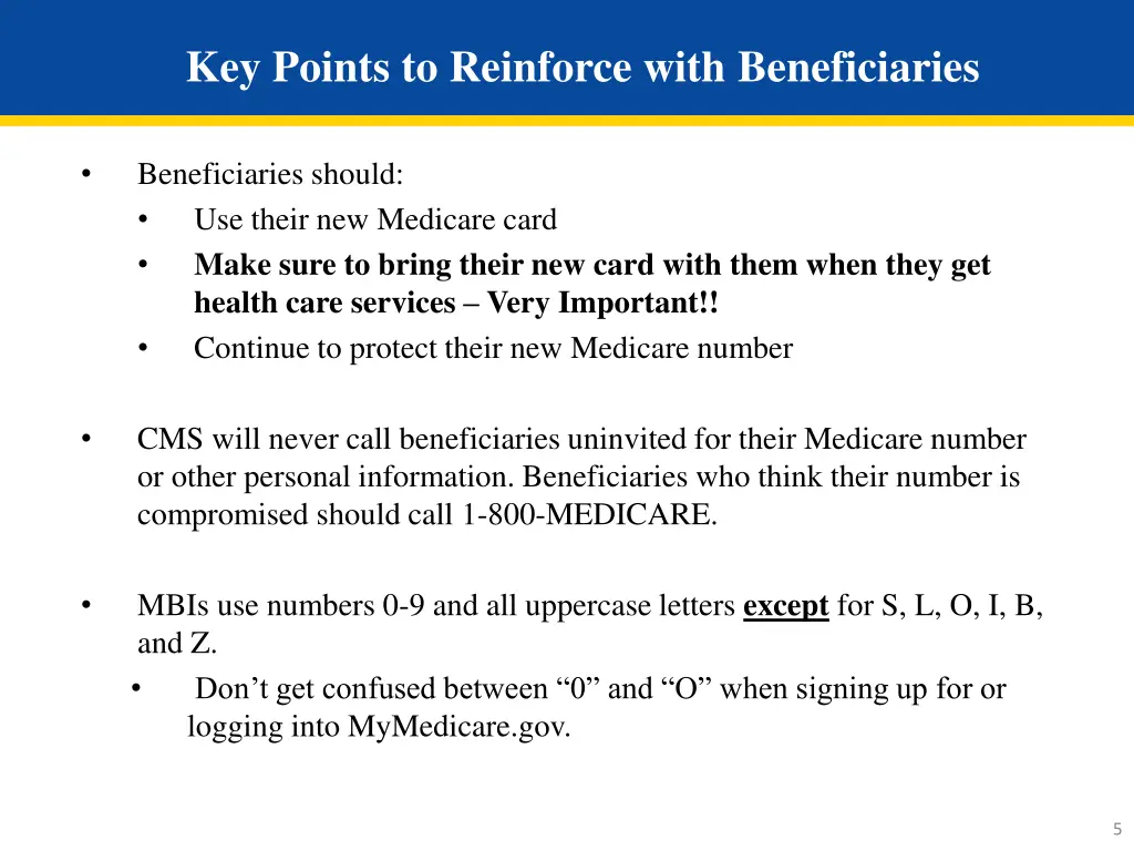 key points to reinforce with beneficiaries 1