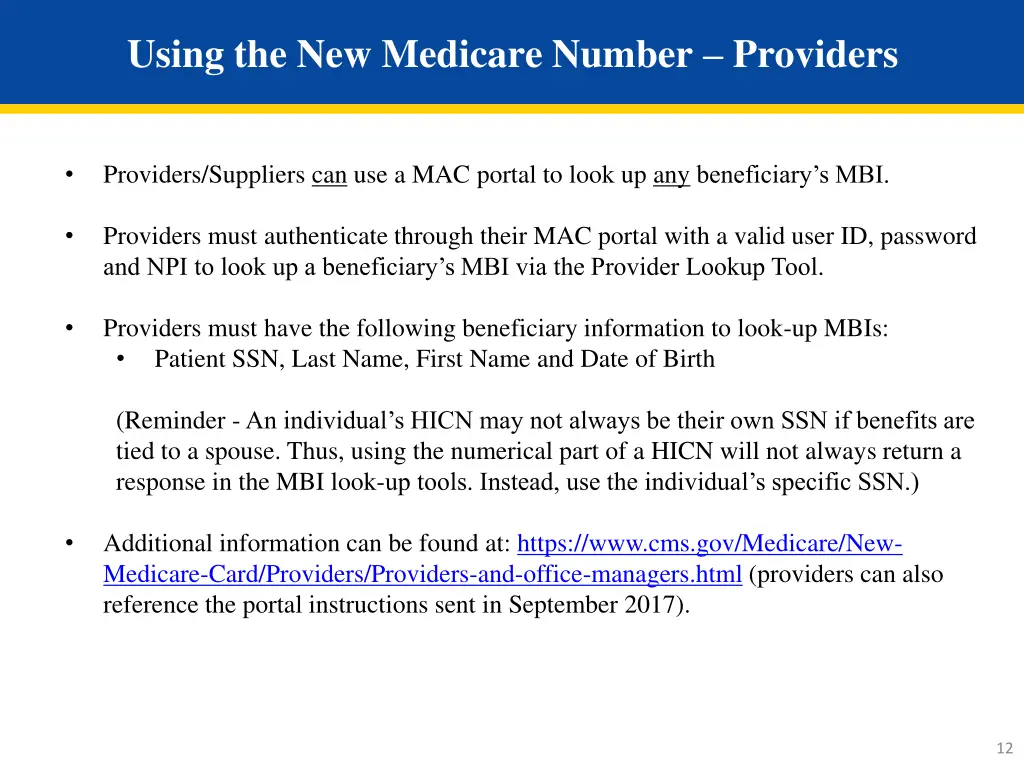 using the new medicare number providers