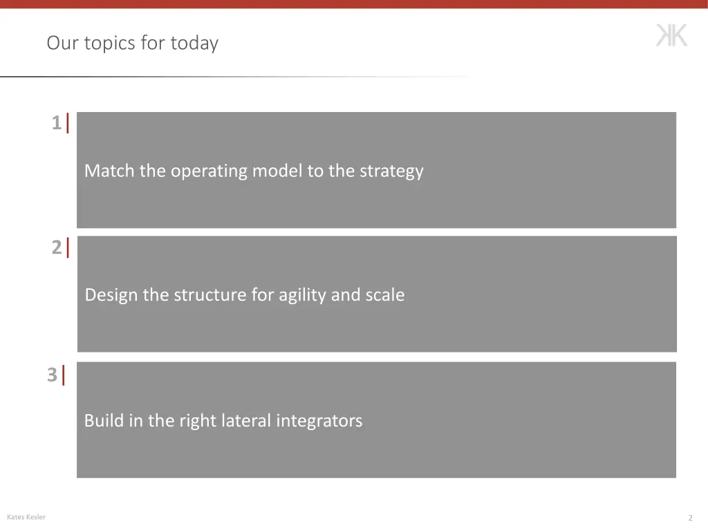 our topics for today