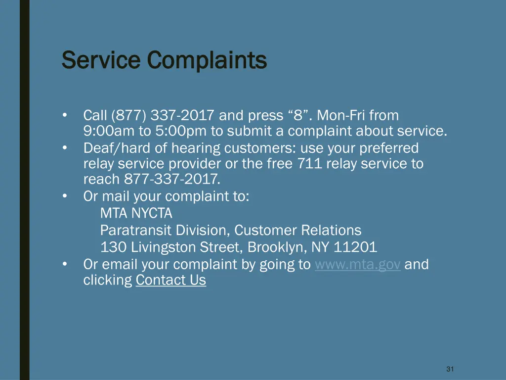 service complaints service complaints