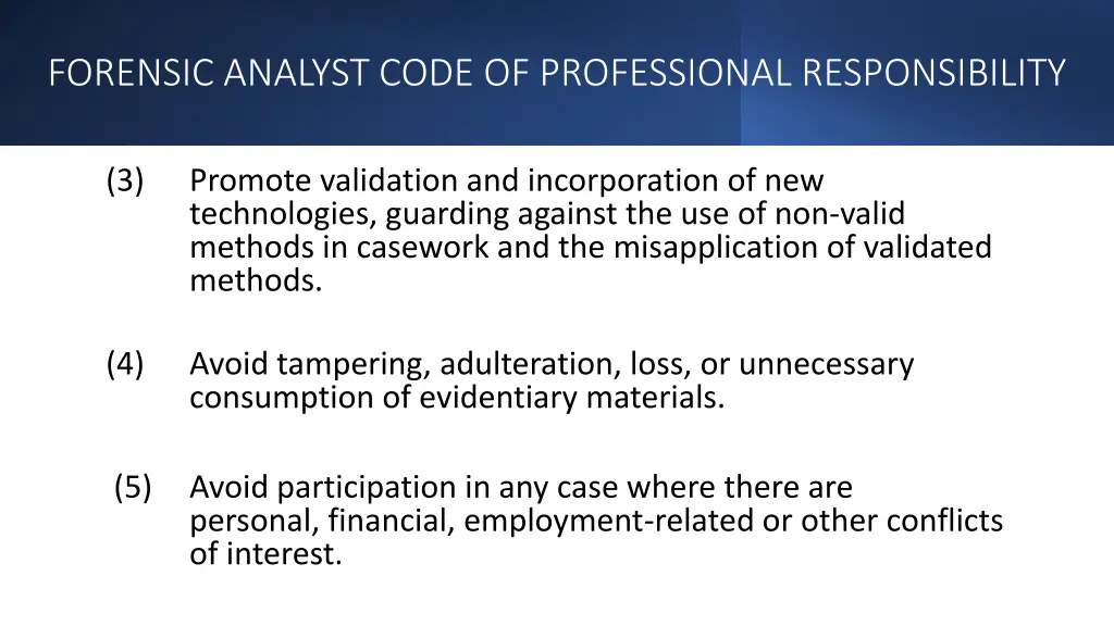 forensic analyst code of professional 1