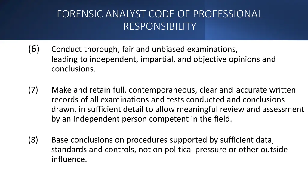 forensic analyst code of professional 2