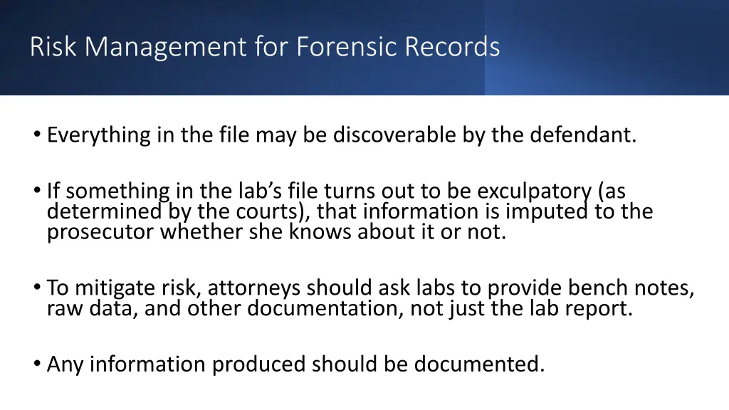 risk management for forensic records