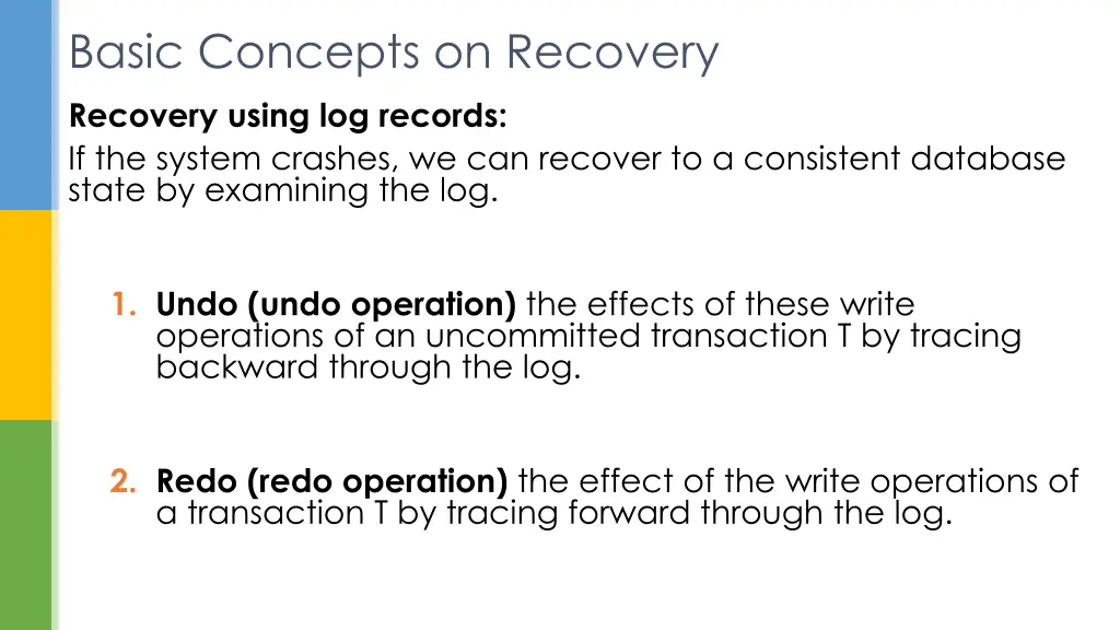 basic concepts on recovery recovery using