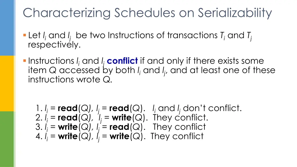 characterizing schedules on serializability 1