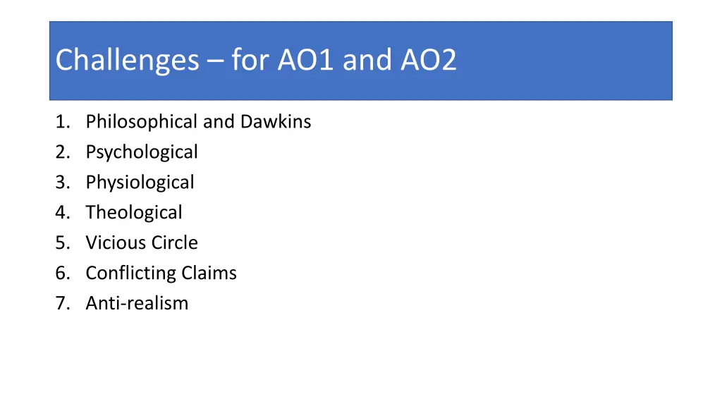 challenges for ao1 and ao2