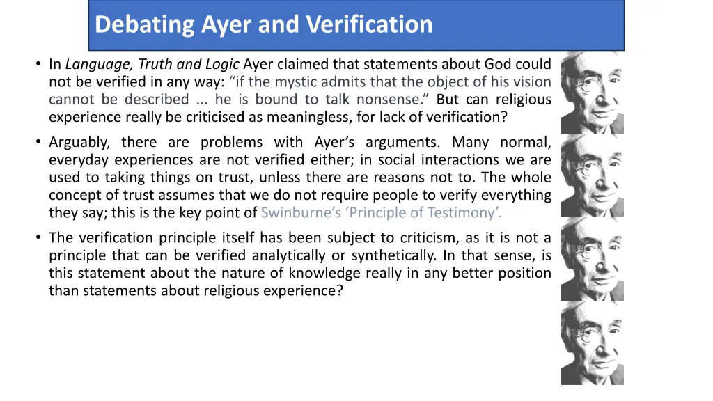 debating ayer and verification