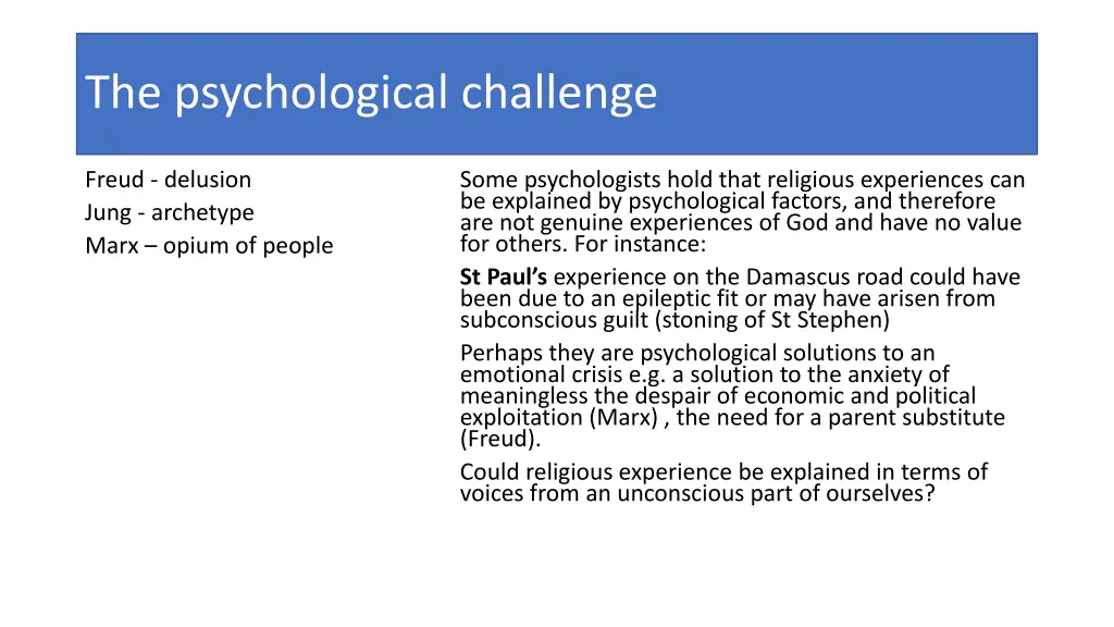 the psychological challenge