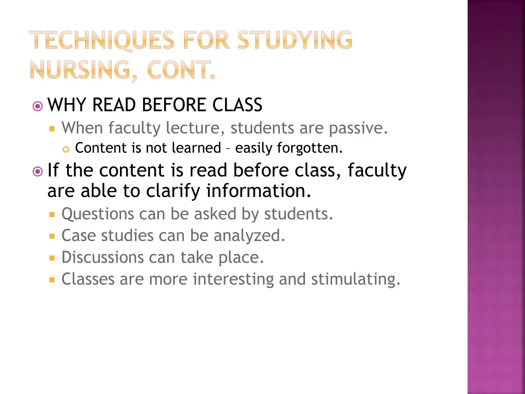 techniques for studying nursing cont