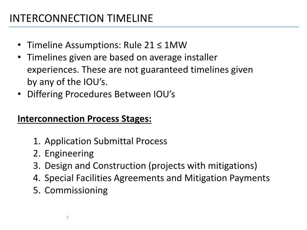 interconnection timeline