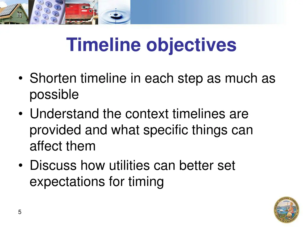 timeline objectives