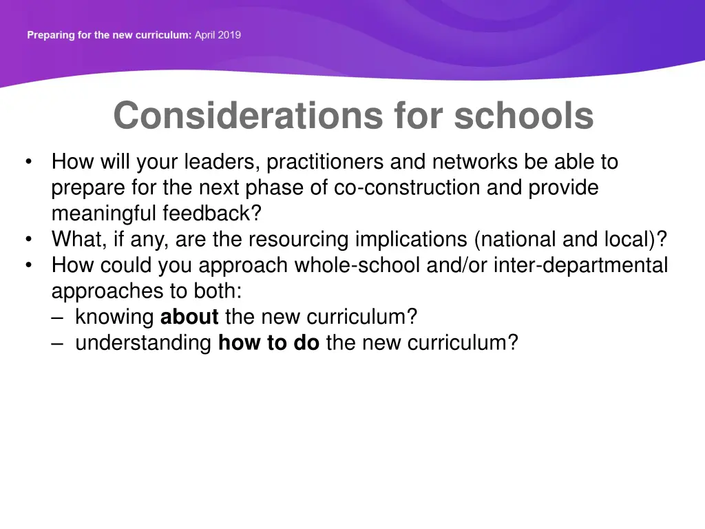 considerations for schools