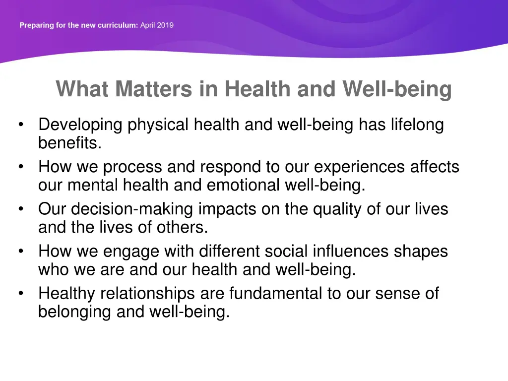 what matters in health and well being