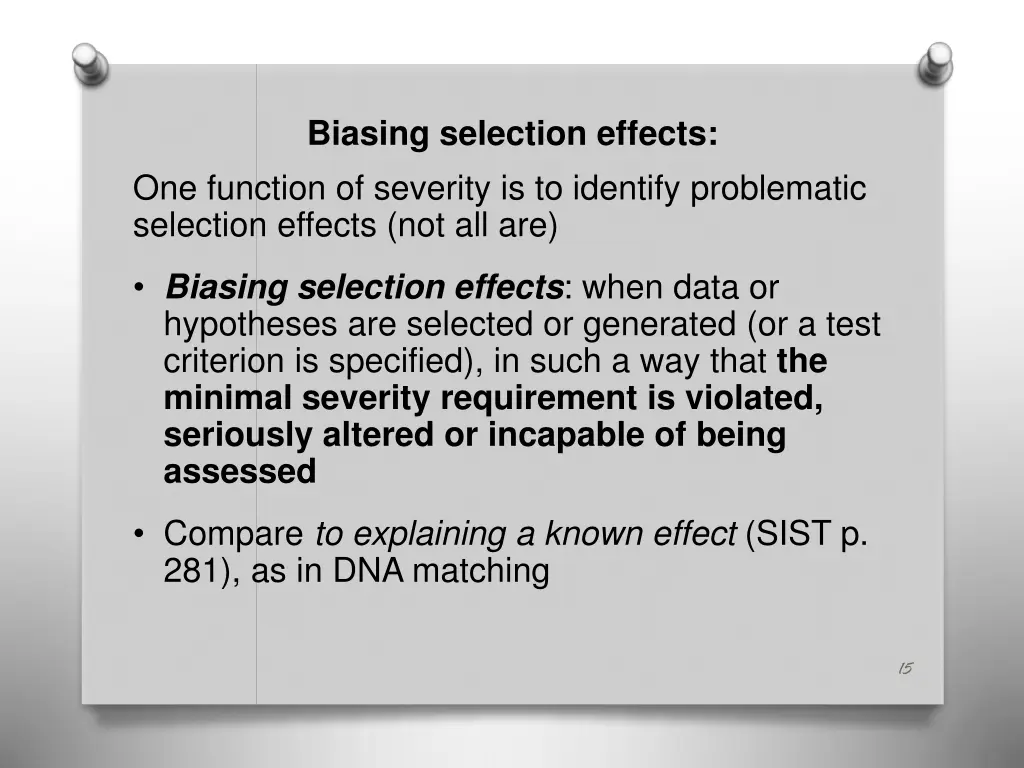 biasing selection effects one function