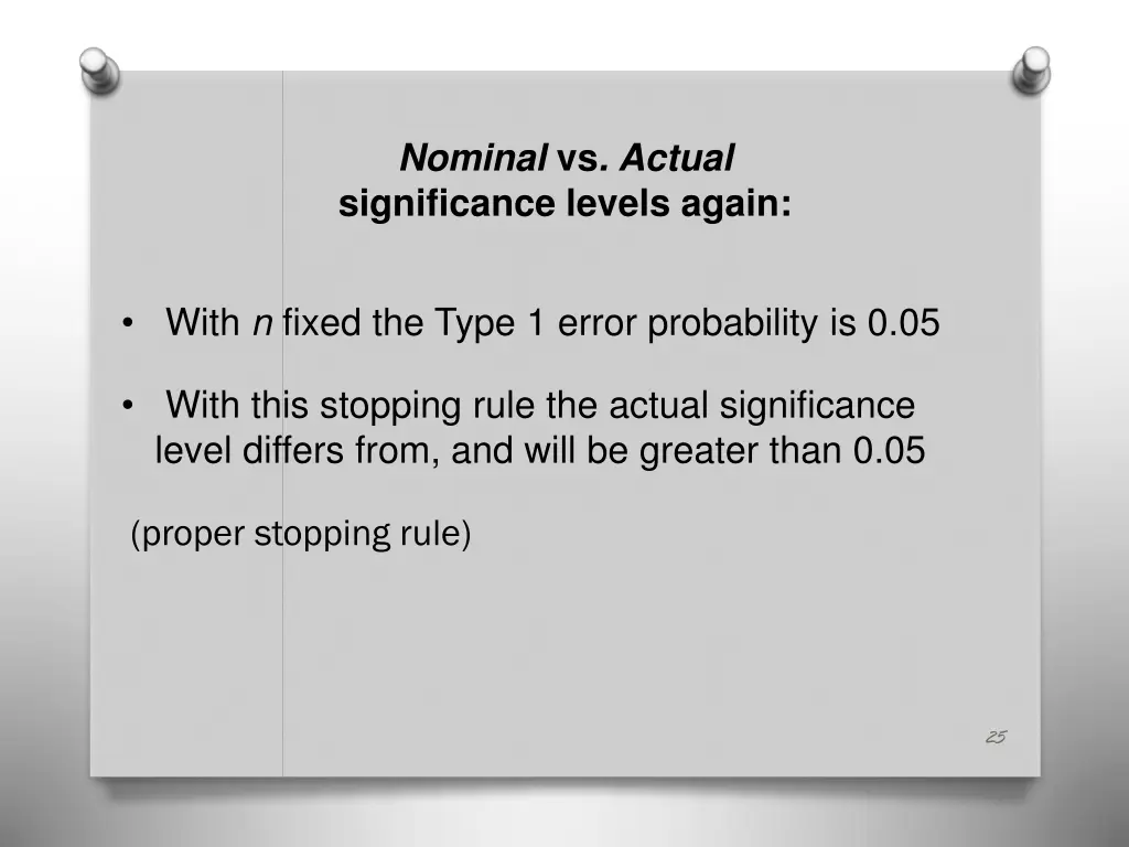 nominal vs actual significance levels again