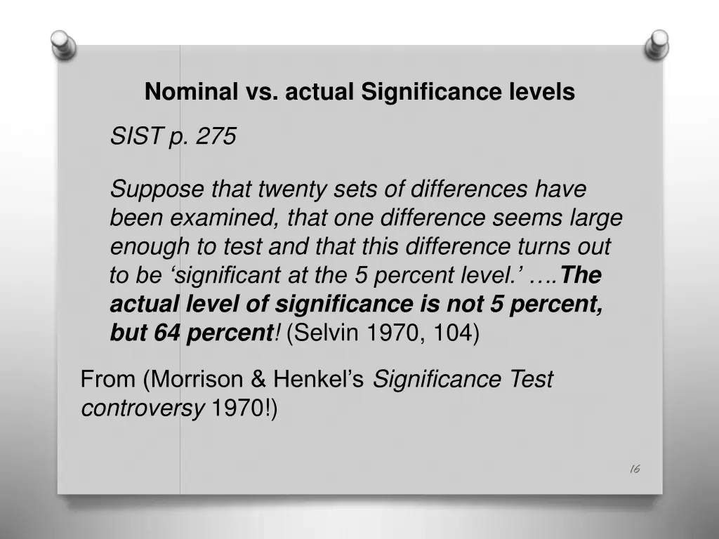 nominal vs actual significance levels