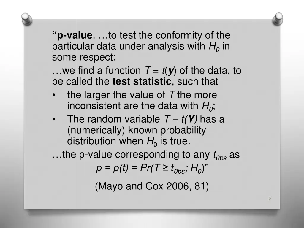 p value to test the conformity of the particular