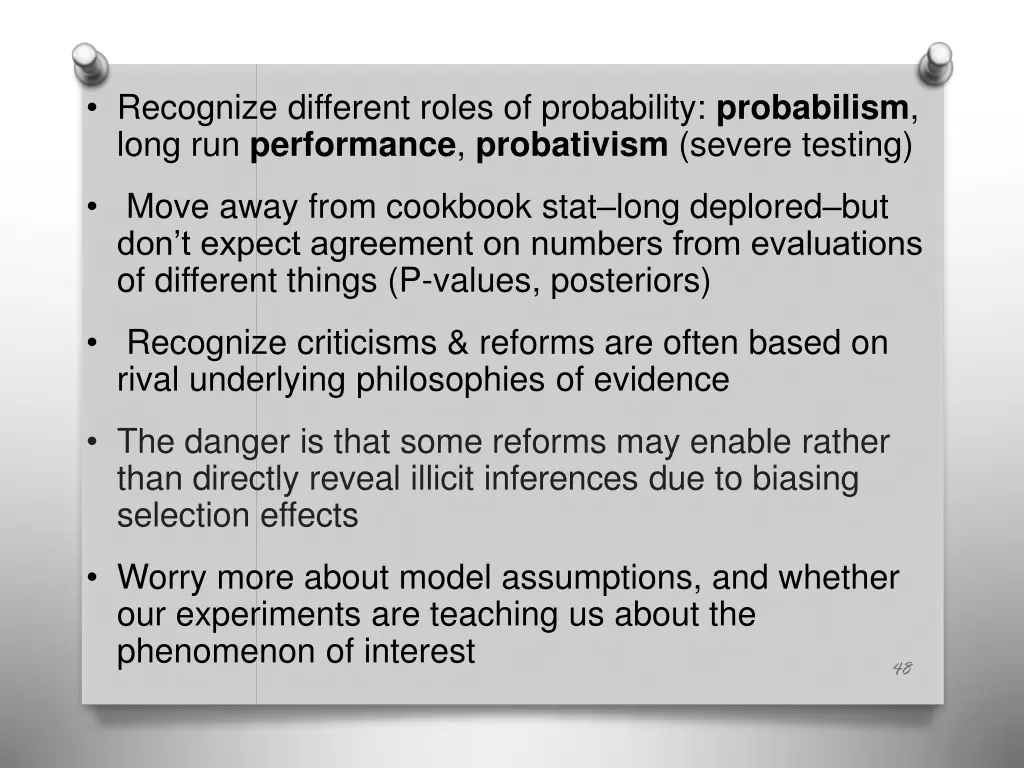 recognize different roles of probability