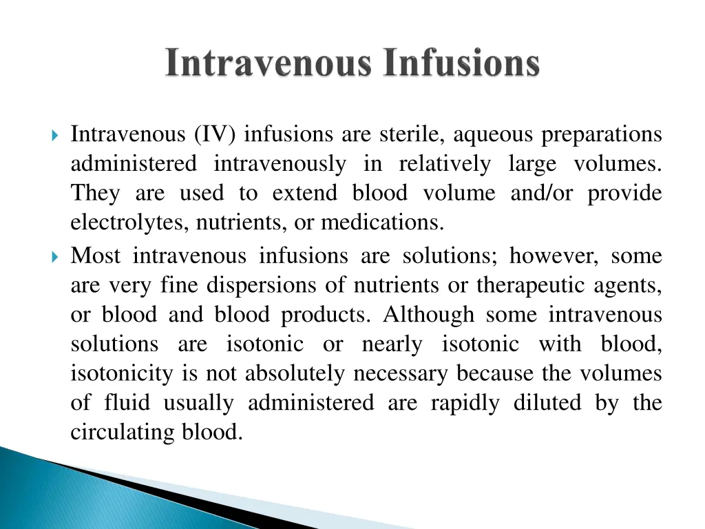 intravenous iv infusions are sterile aqueous