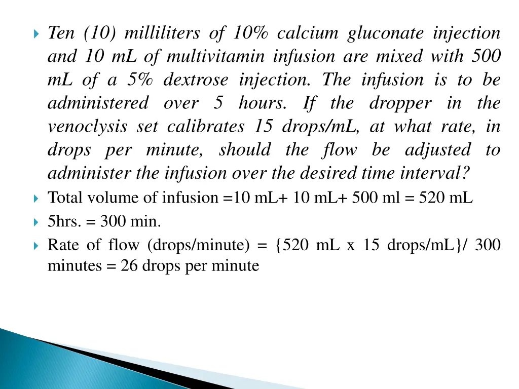 ten 10 milliliters of 10 calcium gluconate