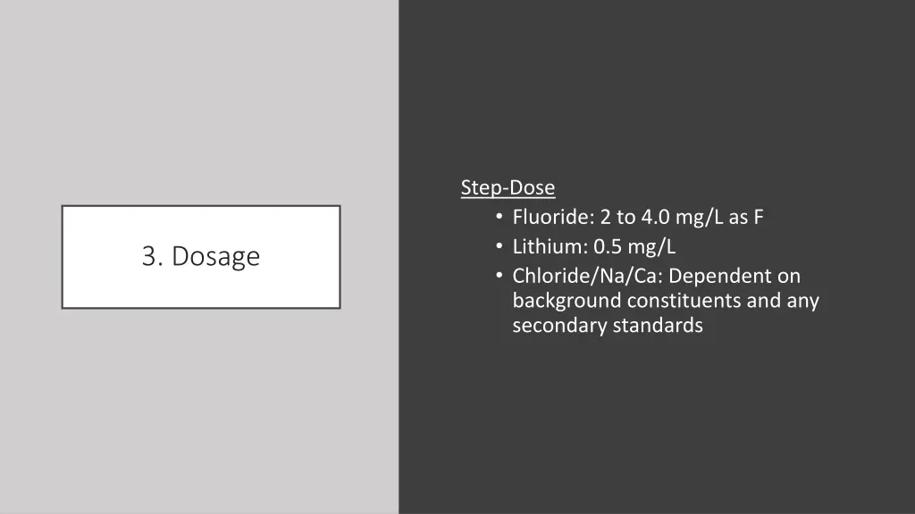 step dose fluoride 2 to 4 0 mg l as f lithium