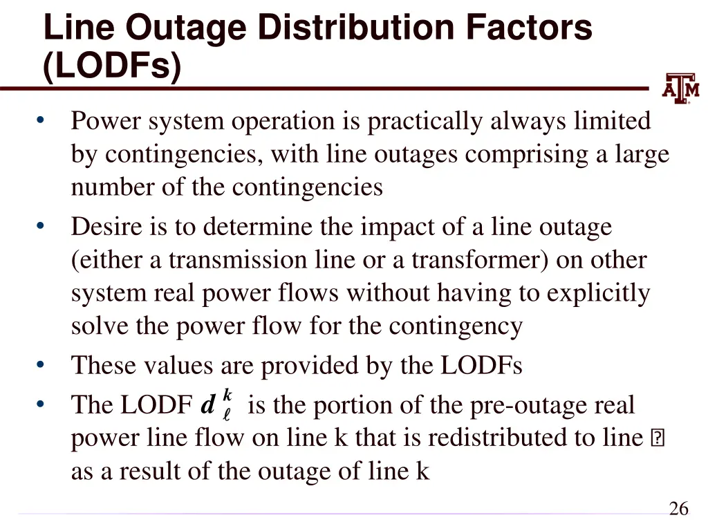 line outage distribution factors lodfs